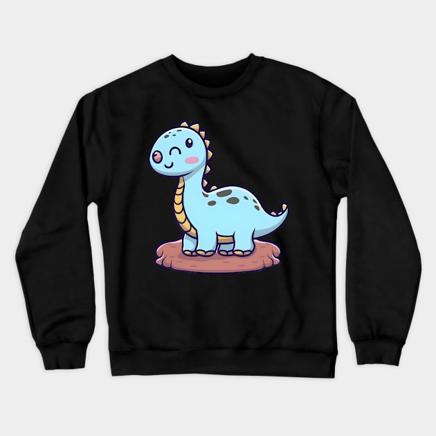 Cute Kawaii baby dinosaur Crewneck Sweatshirt by Spaceboyishere